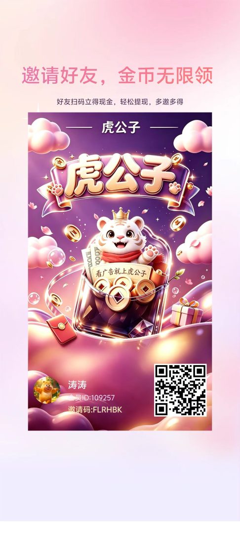 虎公子首码苹果安卓 双端看广告赚米采用半挂模式红包群，最新上线封面图